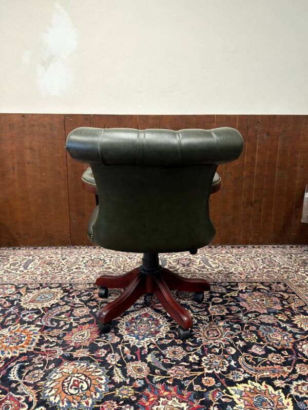 Chaise de bureau Chesterfield verte en anglais