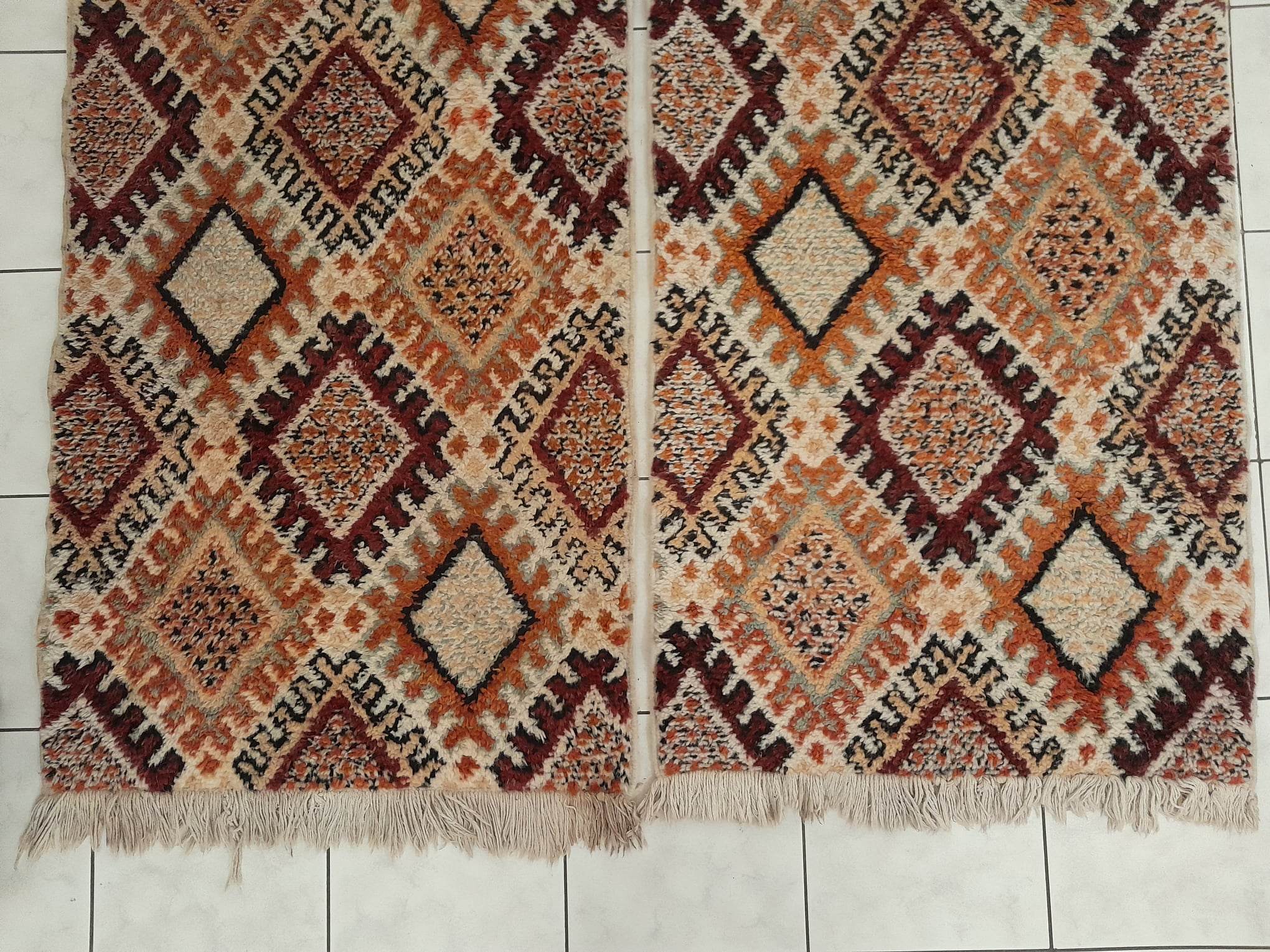 Berber rug pair of handmade bed descents 140x85cm