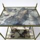 Set of 2 French brass and mirror side tables, 1970s