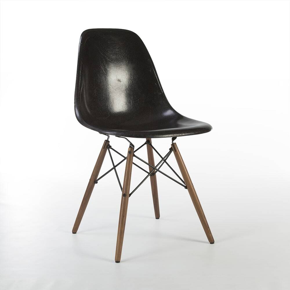 Chaise d'appoint noire Eames DSW originale vintage Herman Miller