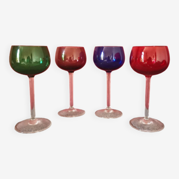 Multicolored stemmed glass assembly