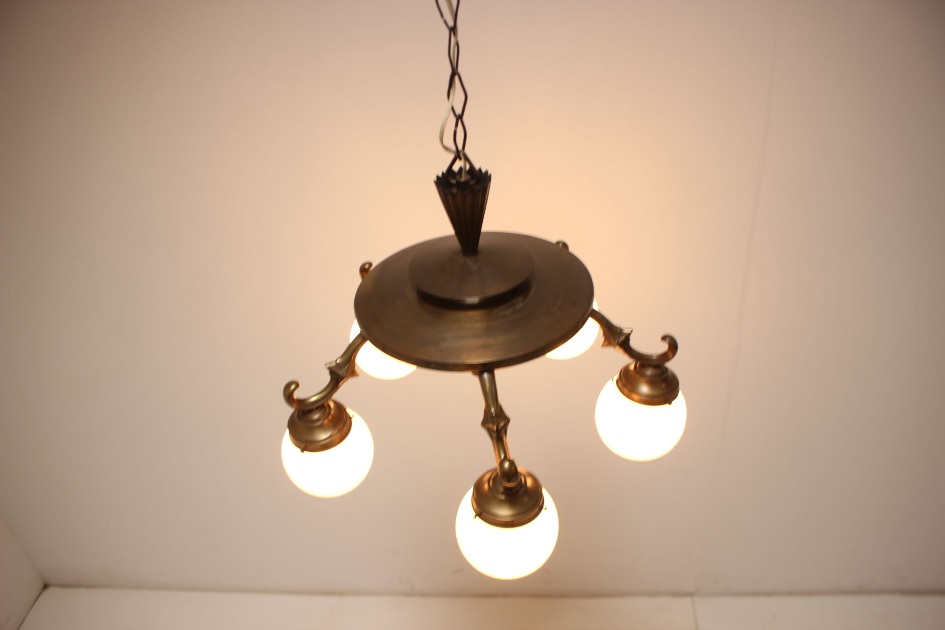 Art deco 5 flamming chandelier 1930s