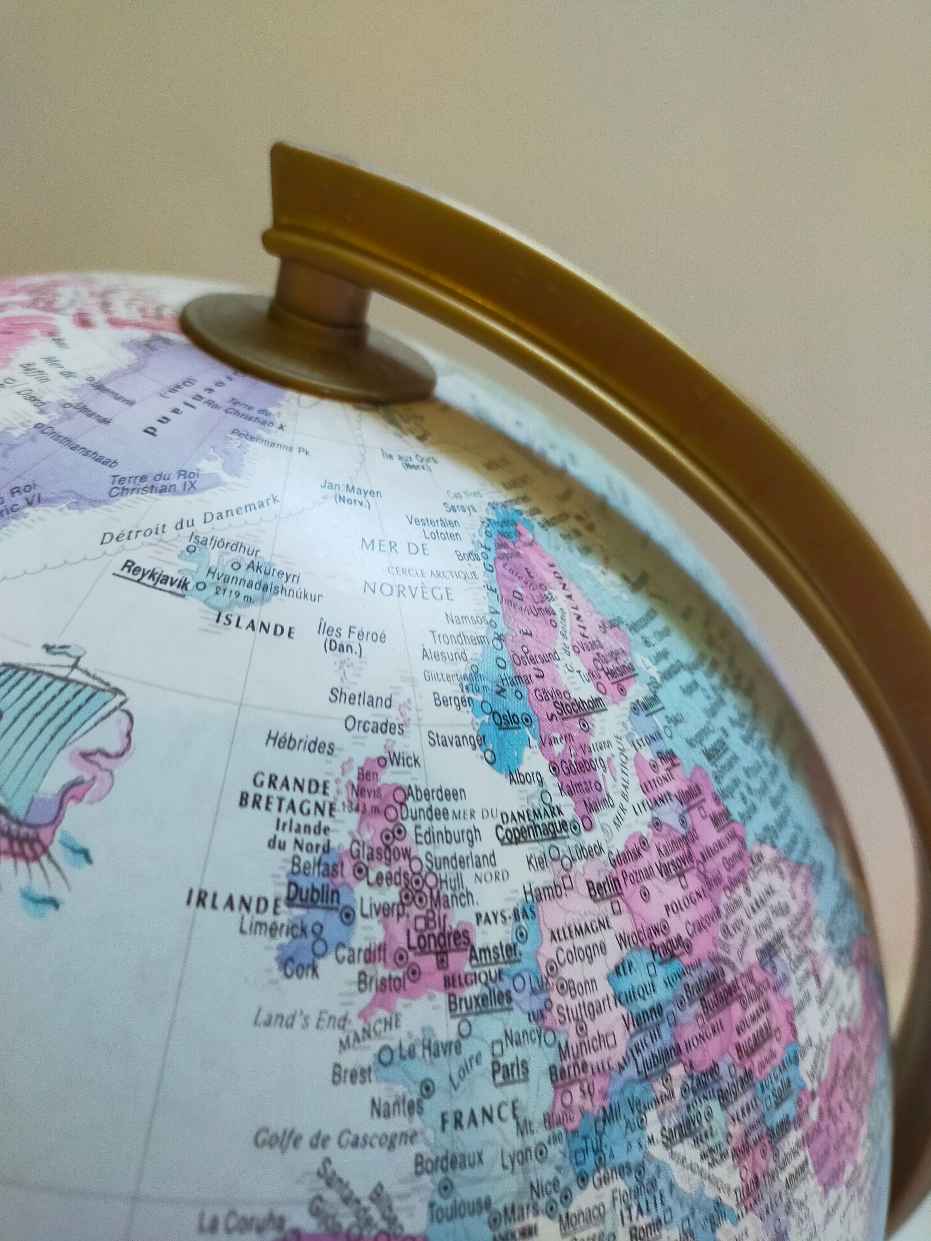 Vintage globe with ancient cartography