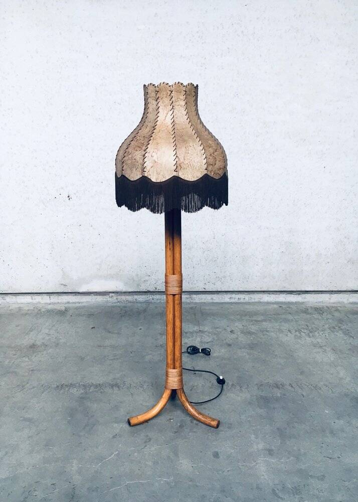 Vintage bamboo floor lamp, Italy, 1970s
