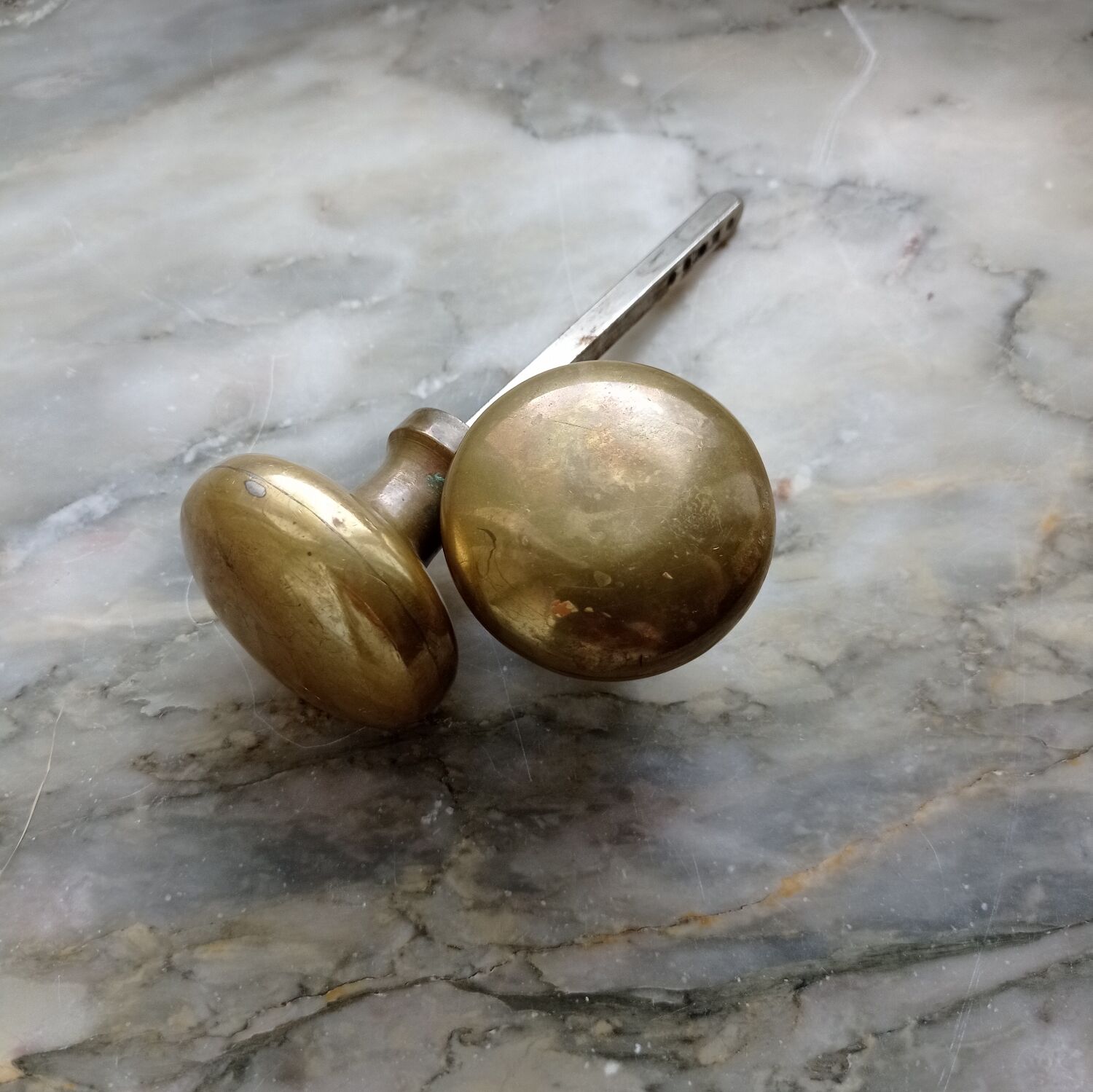 Round brass handles