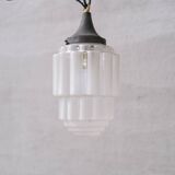 Art Deco 'Sky Scraper' Glass Two Tone Pendant Light