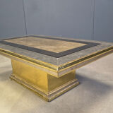 Gony Nava etched brass coffee table, 1970s