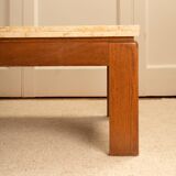 Wood & travertine coffee table - 1970