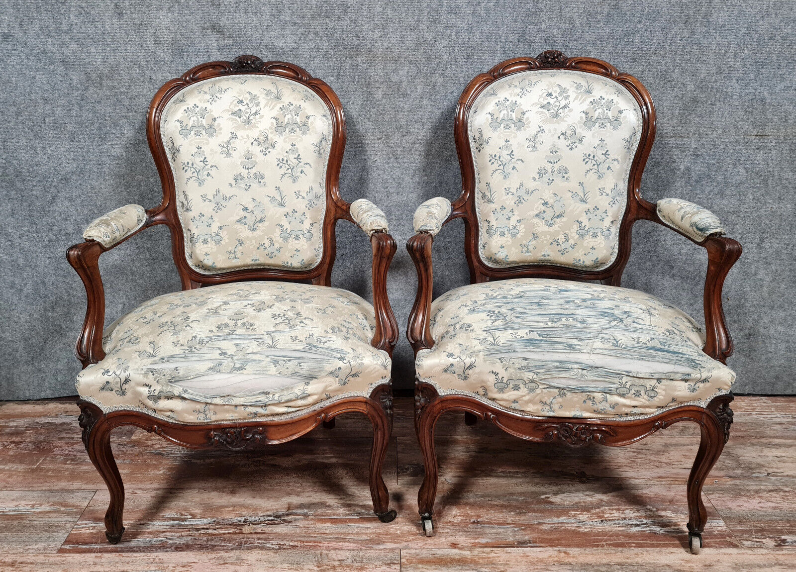 Pair of armchairs from the Napoleon III period in rosewood
