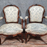 Pair of armchairs from the Napoleon III period in rosewood