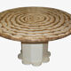Round dining table in white lacquered wood, Italy, 1970s, decorated eggshell top
