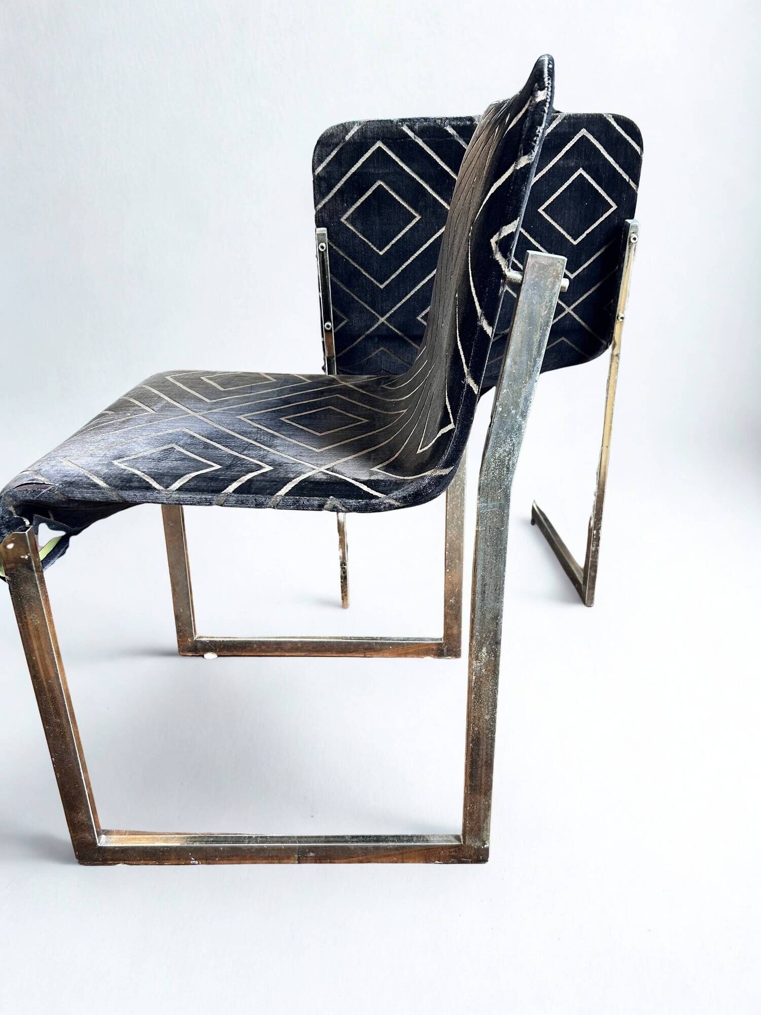 Set of 6 vintage chrome chairs from the 70s – Milo Baughman style