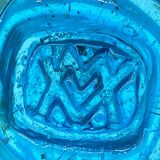 Coloured glass cylinder vase stamped Maure Viel, vintage.