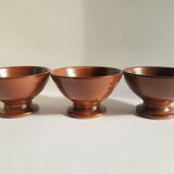 Set of 3 vintage ceramic arts brown piedouche bowls