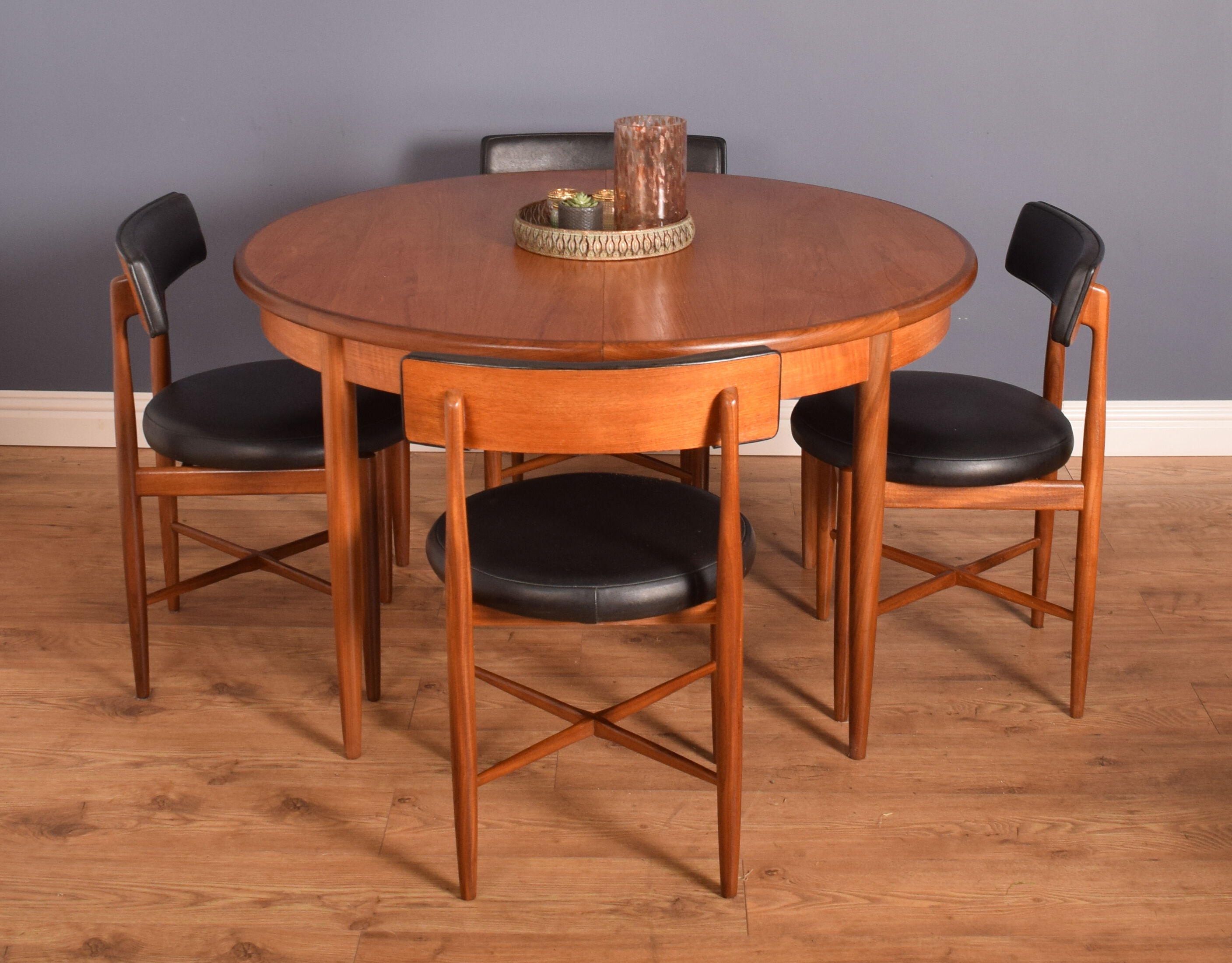 Restored Teak 1960s Retro G Plan Fresco Round Table & 4 Chairs Victor Wilkins