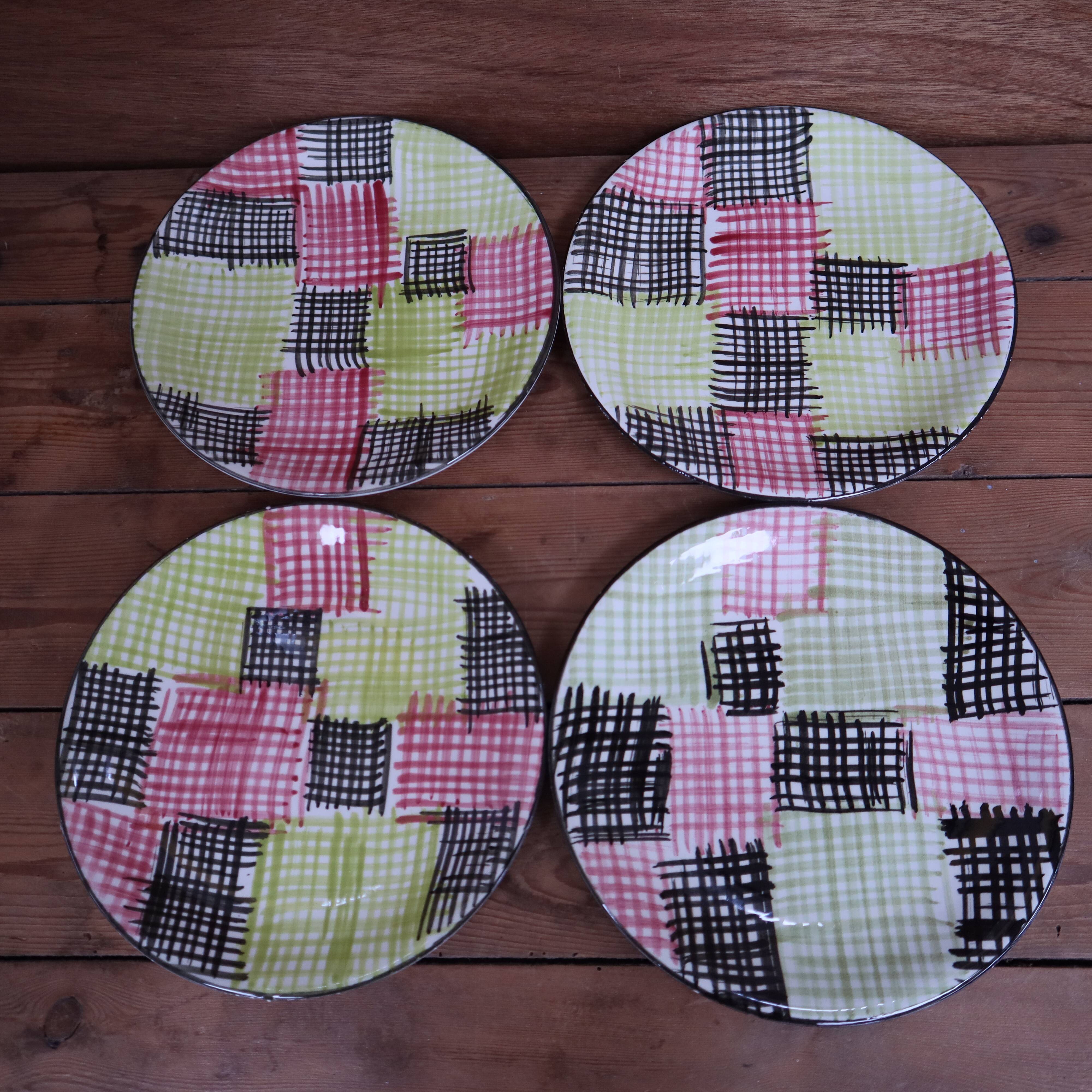 4 dessert plates Sarreguemines hand-painted protocol