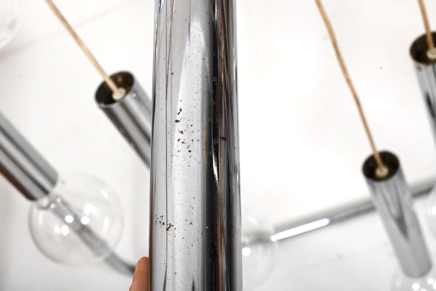 Danish 15 Chromed Spots Chandelier 1960s