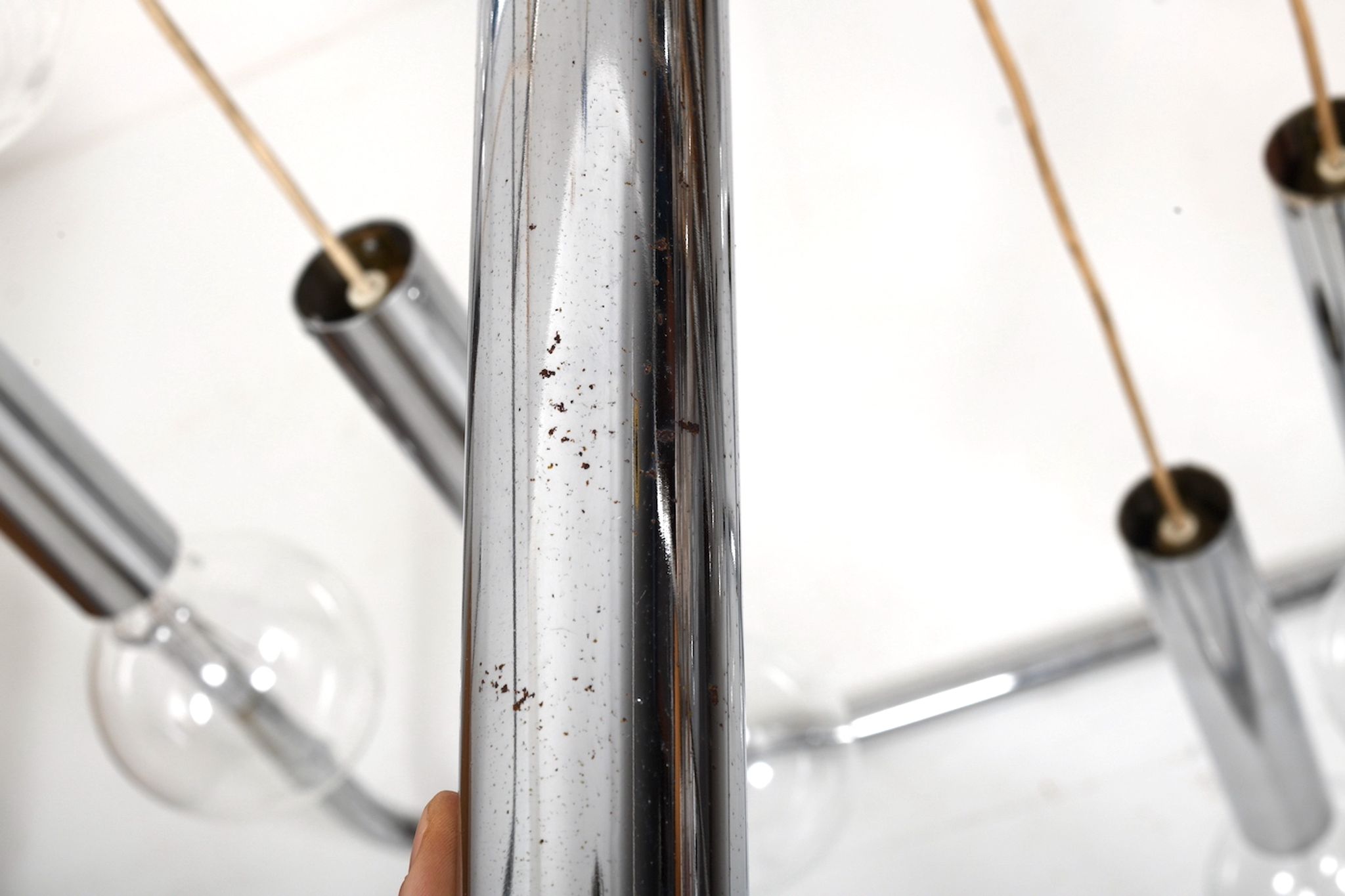 Danish 15 Chromed Spots Chandelier 1960s