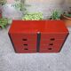 Como Bedside Tables MB3 Model in Red Lacquer and Burnished Brass by Luigi Caccia Dominioni for Azucena, 1970s, Set of 2