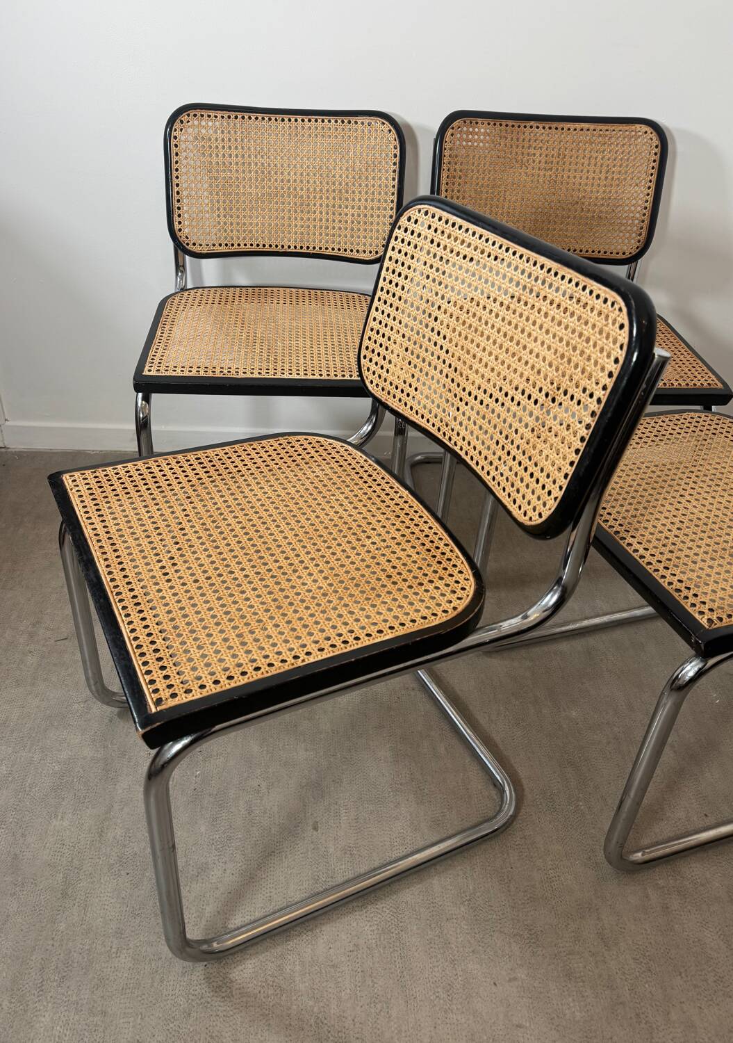 Four Marcel Breuer Cesca chairs Made in Italy