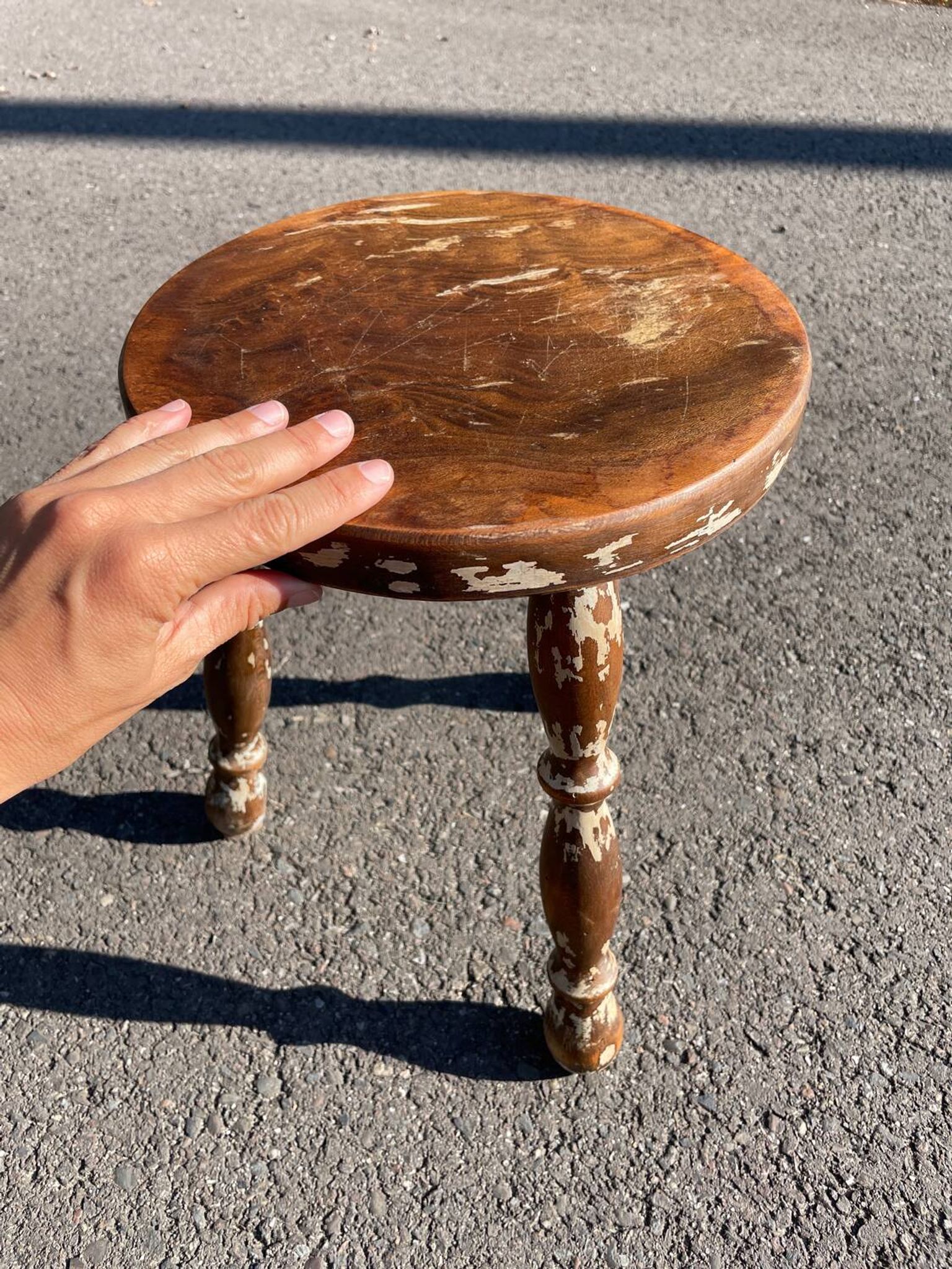 Wooden Tripod Farmhouse Stool