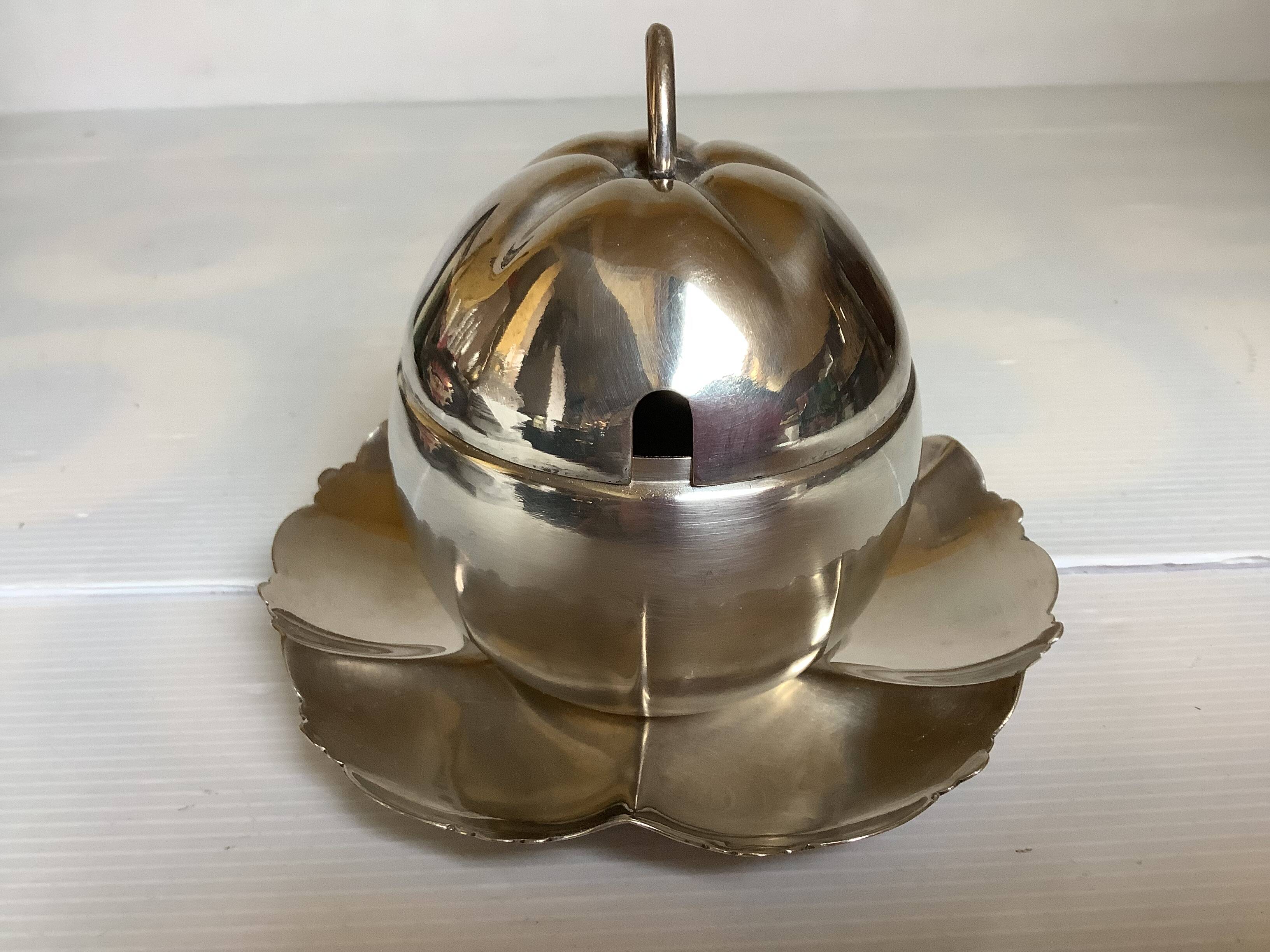 Silver metal apple-shaped trinket dish