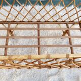 Vintage rattan and bamboo crib, 60s, TBE.