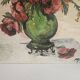 Oil on Canvas Knife Painting Still Life Flowers Poppies Signed M