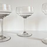 4 champagne glasses blown glass 1930