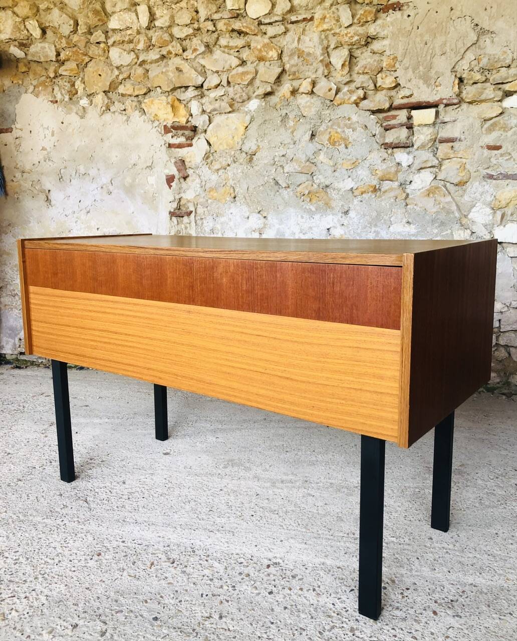 Teak storage unit with metal legs Circa 70's