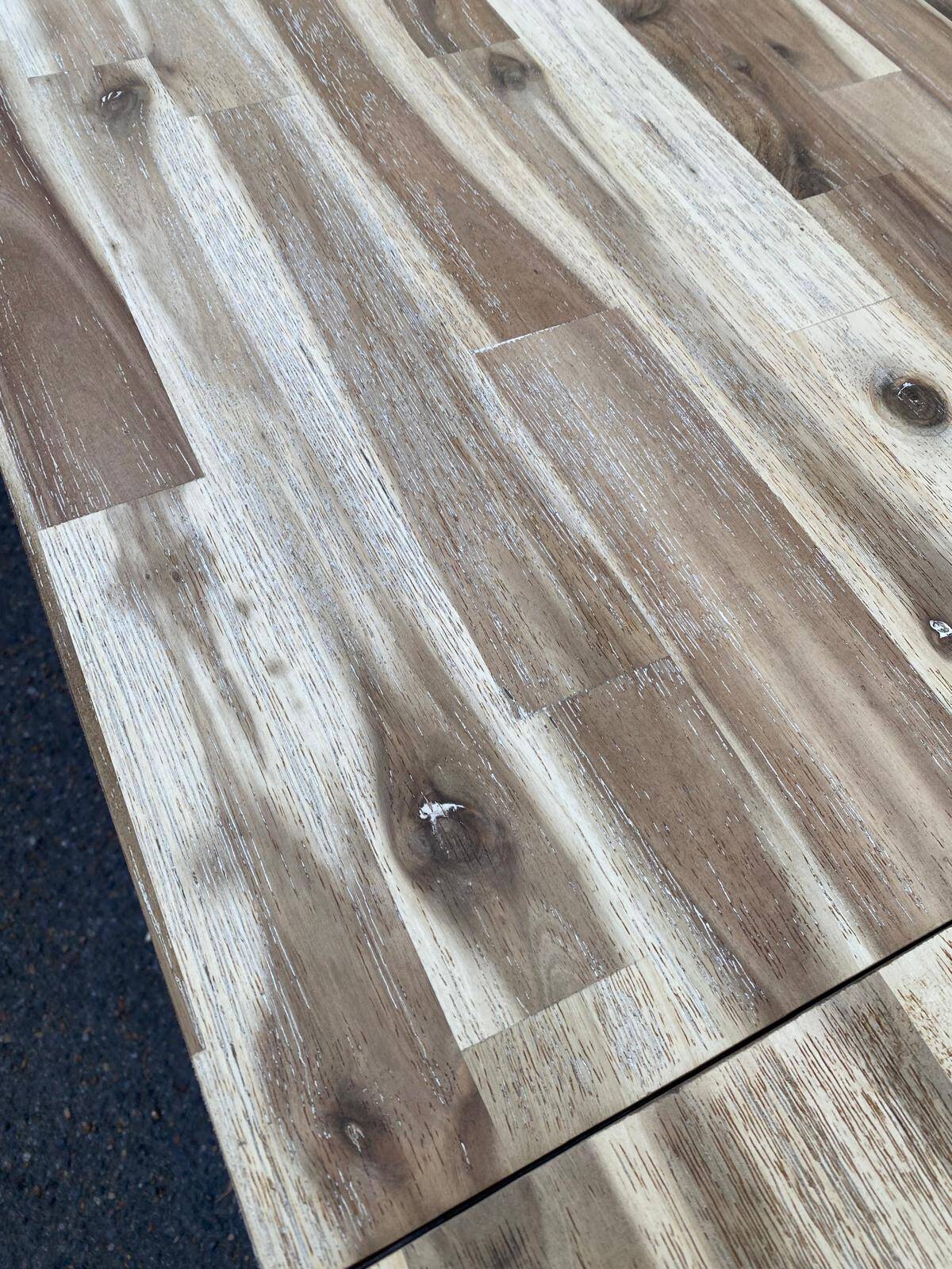 Large extendable Scandinavian dining table made of stripped solid acacia 160-26
