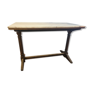 Table de bistrot piètement chêne dessus marbre