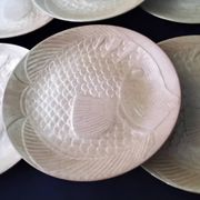 6 flat fish plates in Village CNP stoneware
