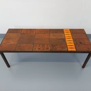 Vintage rectangular coffee table by Jean Jaffeux in steel and ceramic from the 60s