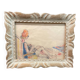 Dry pastels on paper “woman knitting on the beach”