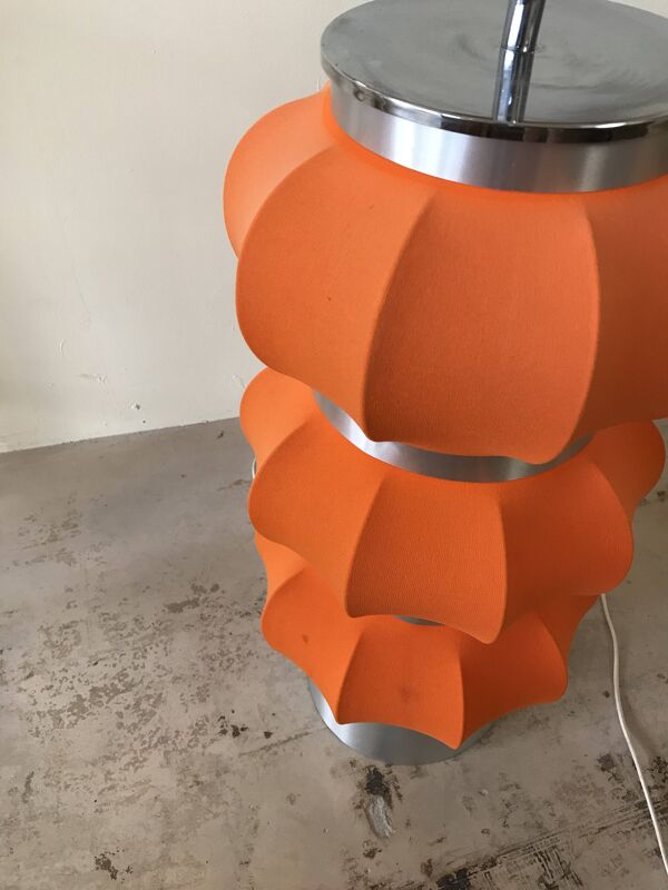 Lampe à poser orange et métal