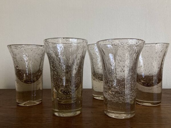 Set de 6 gobelets Biot rose des sables 1960 signés