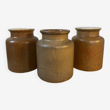 Set of 3 vintage stoneware pots