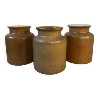 Set of 3 vintage stoneware pots