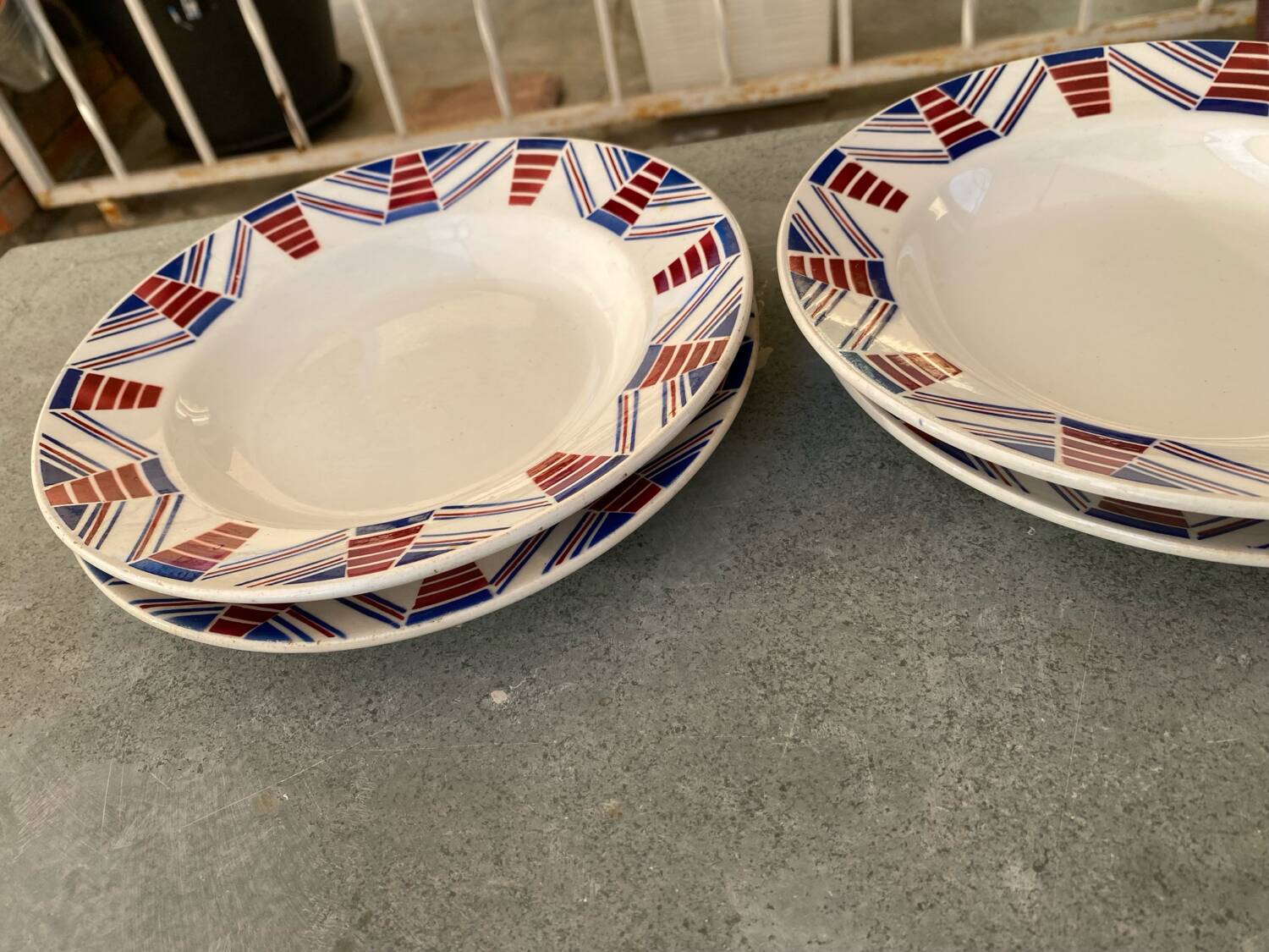 Set of 4 deep plates from Moulin des Loups, vintage.