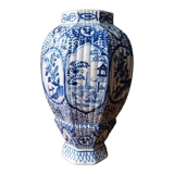Vase balustre bleu et blanc