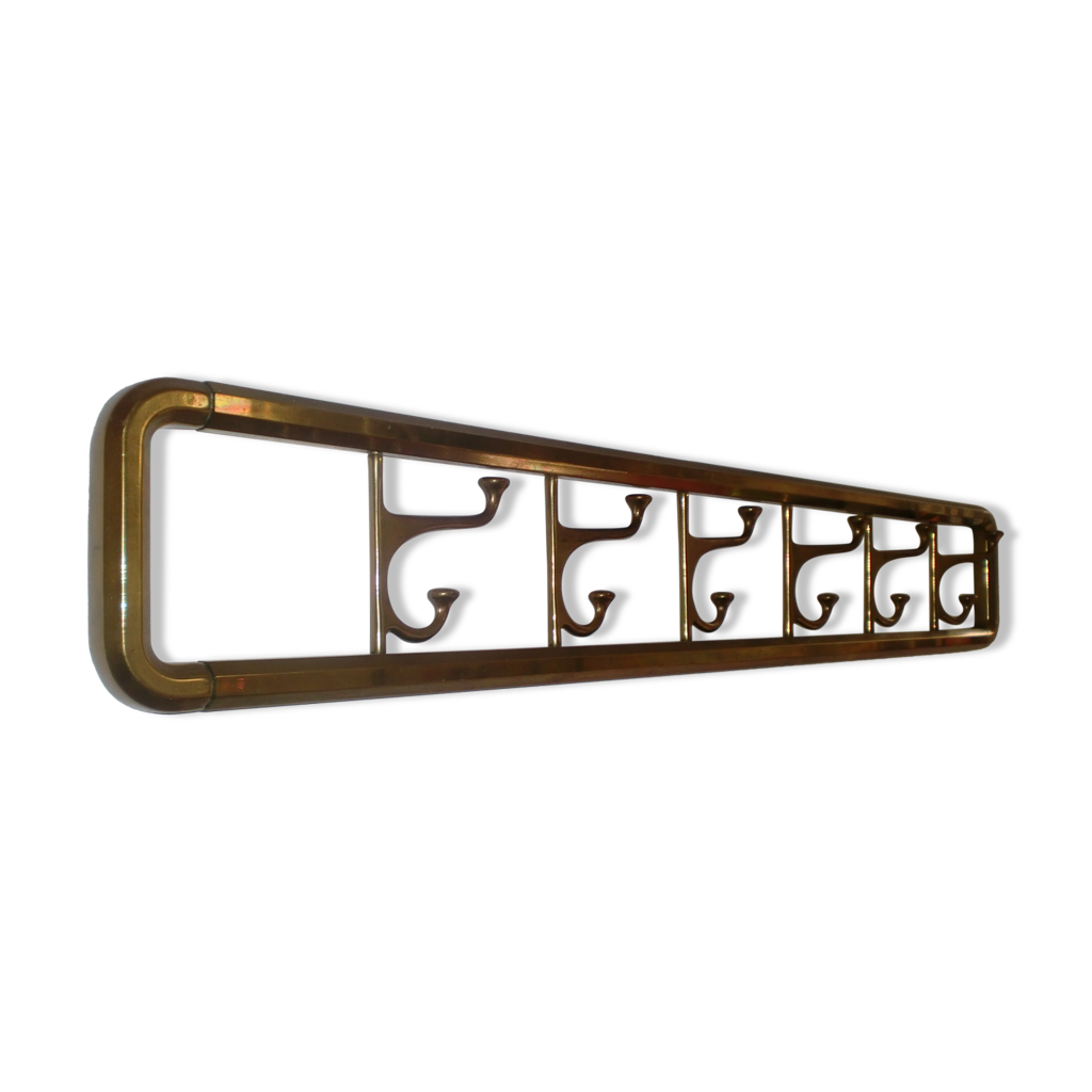 86cm art-deco brass coat rack with folding hooks, austria, 1930s