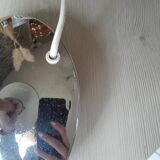 Pair of vintage 1980s wood and chrome ocean liner lamps