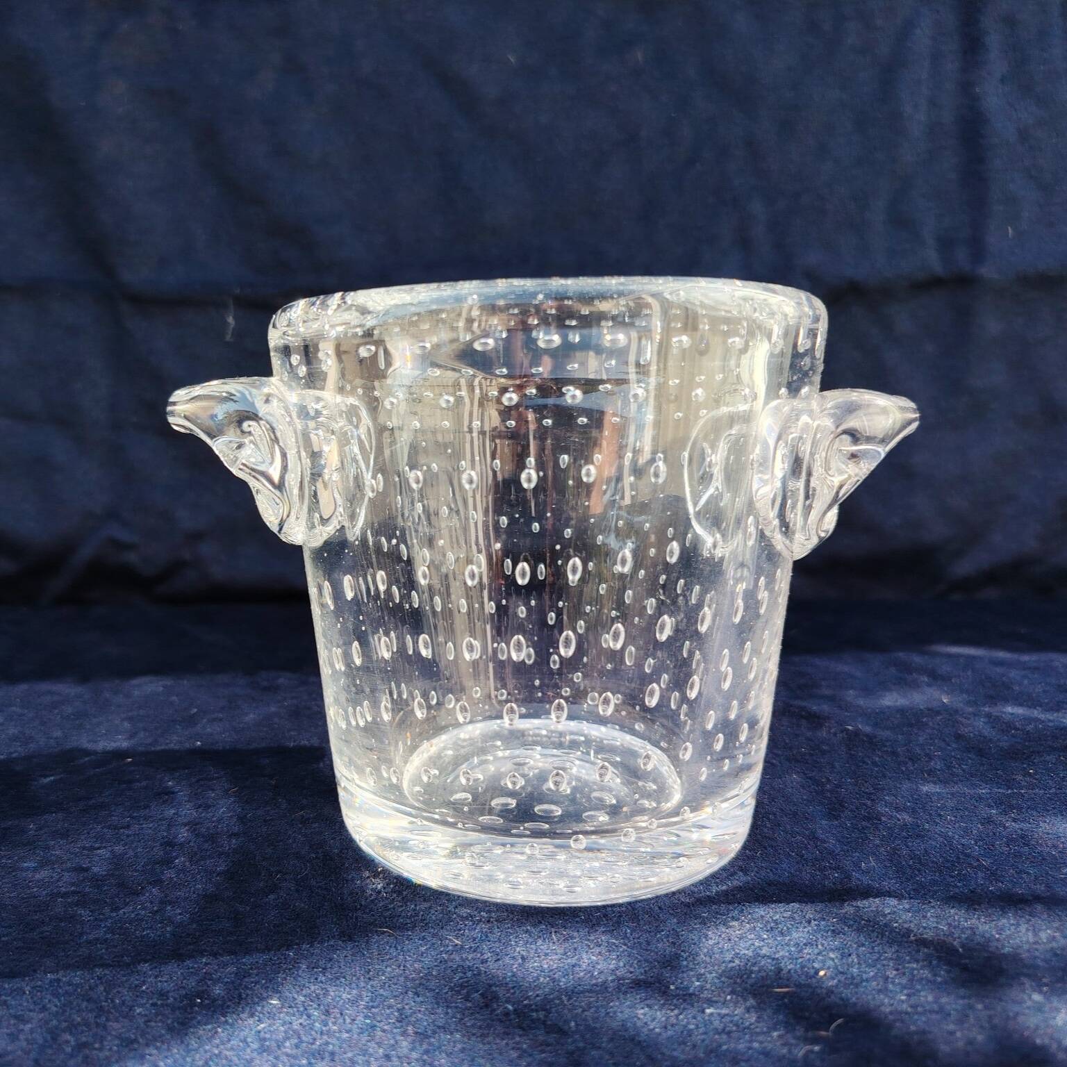 Ice bucket, thick bubbled glass, Schneider Paris