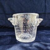 Ice bucket, thick bubbled glass, Schneider Paris