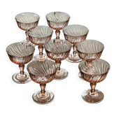 Lot de 9 coupes  à champagne vintage en rosaline