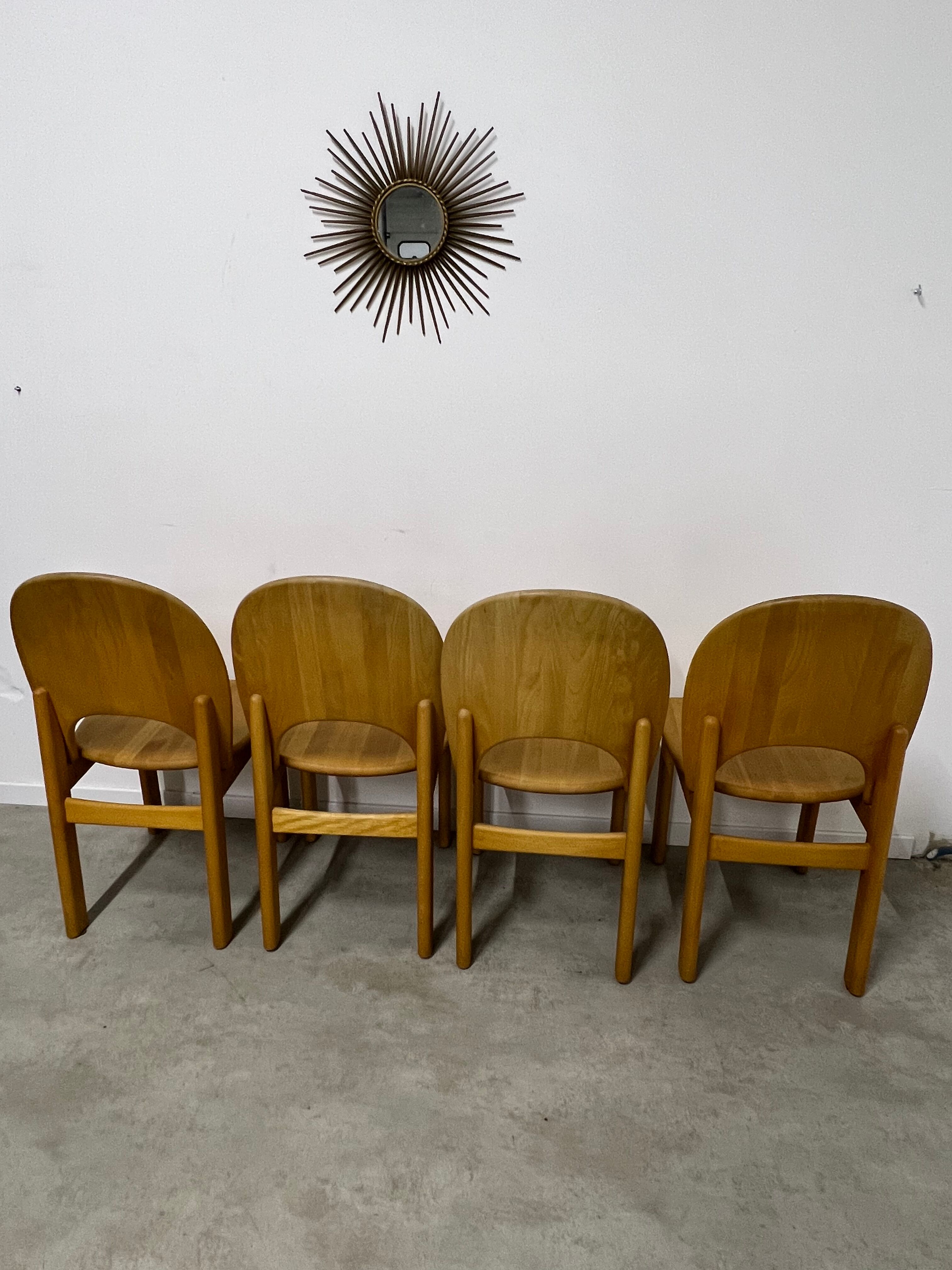 Lot de 4 chaises scandinave möbelfabrik glostrup orme massif vintage 70