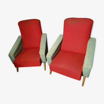 Lot of 2 vintage 60s armchairs