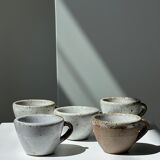 Set of 5 Indonesian ceramic handle coffee cups
