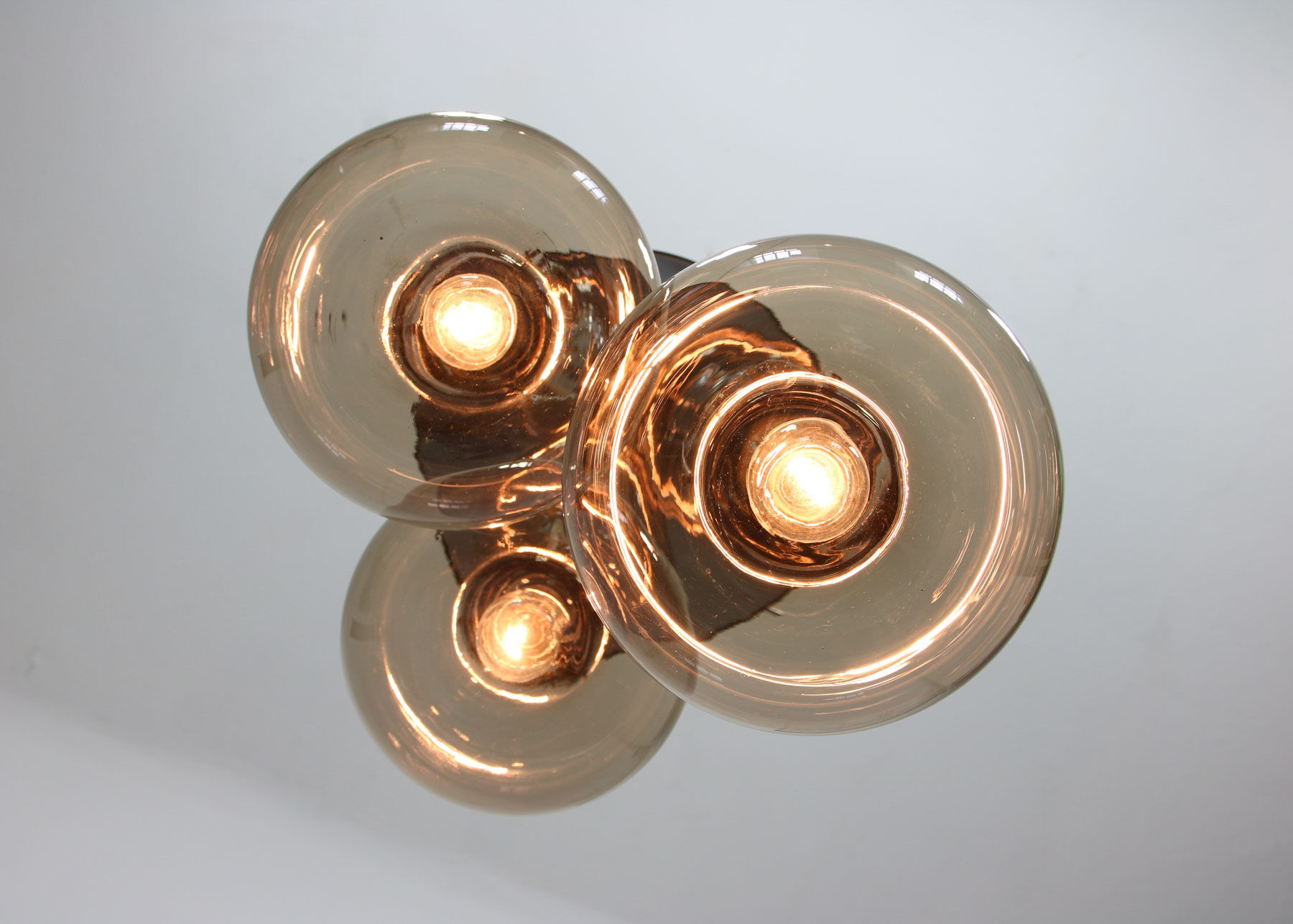 Vintage italian smoked glass chandelier, 1970s